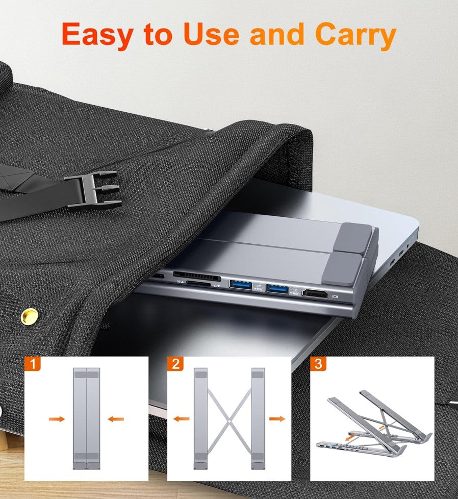 8-in-1 Foldable Laptop Stand with USB-C Hub