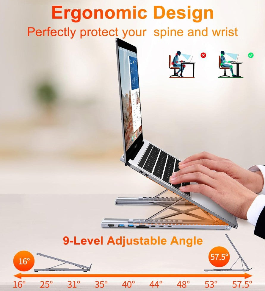 8-in-1 Foldable Laptop Stand with USB-C Hub